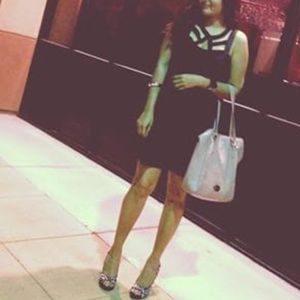 Night out black dress with cutout neck